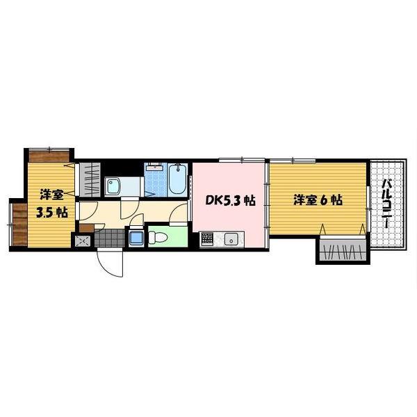 TSビル(2DK/6階)の間取り写真