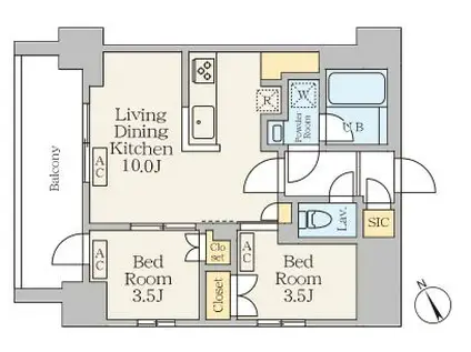 ガーデンザヴィス南蒲田(2LDK/5階)の間取り写真