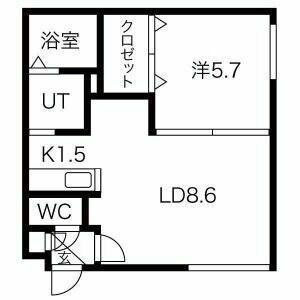 トレゾール澄川(1LDK/3階)の間取り写真