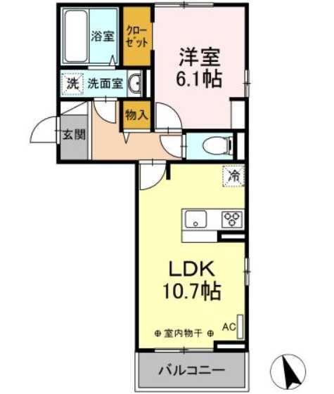 ウェルデンス戸塚エー(1LDK/3階)の間取り写真