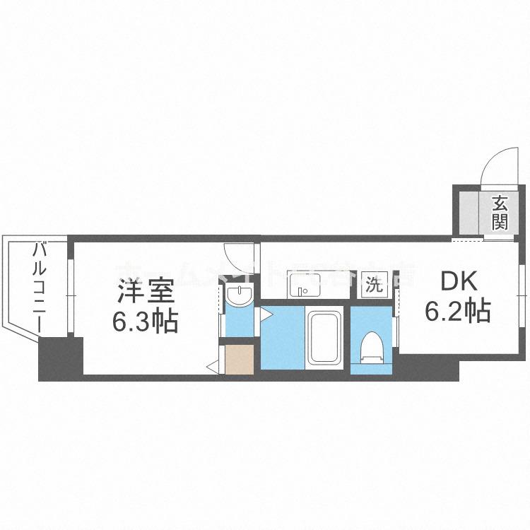 リフレス天王寺国分町(1DK/8階)の間取り写真