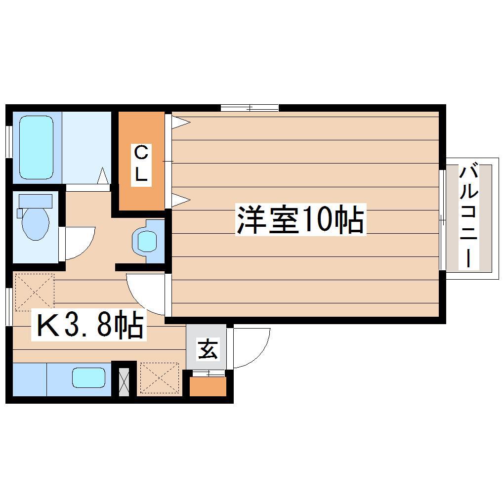 シュロス台原(1K/1階)の間取り写真