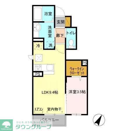 インペリアル野田 VI(1LDK/1階)の間取り写真