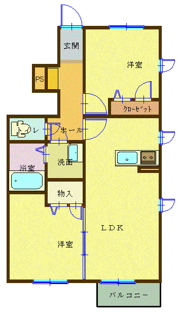 クレールフォレ(2LDK/1階)の間取り写真