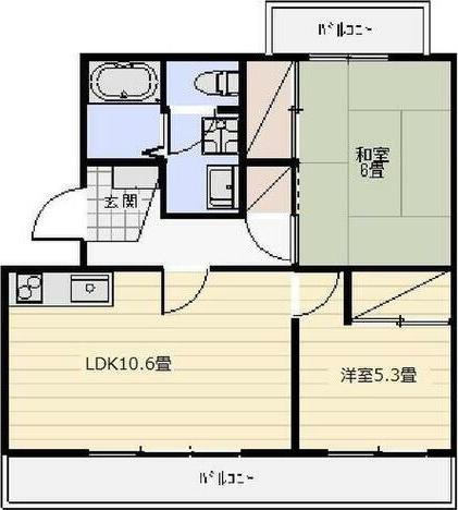 ラフォーレ向平(2LDK/1階)の間取り写真