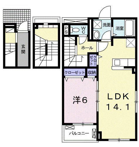 サンベリー(1LDK/3階)の間取り写真