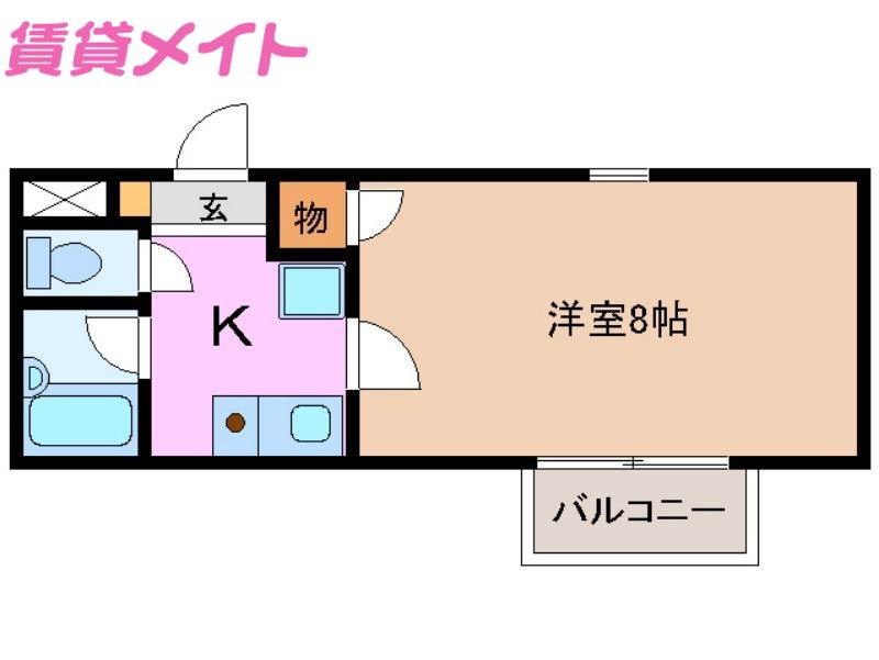 プロミネント川越富洲原(1K/2階)の間取り写真