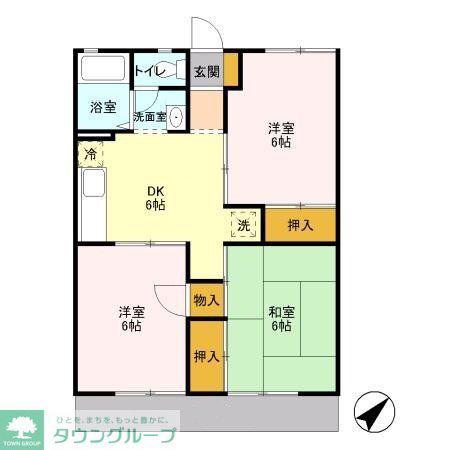 サンパレストミタ(3DK/1階)の間取り写真