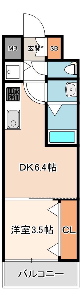 エスリードレジデンス都島デュオ(1DK/5階)の間取り写真