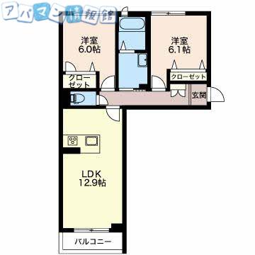 シャーメゾン新光町(2LDK/2階)の間取り写真
