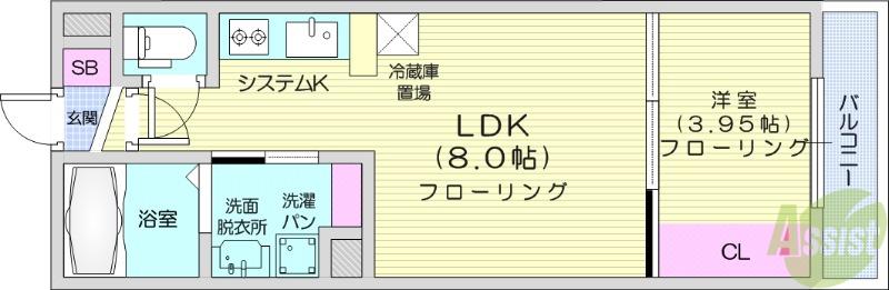 ドレスローザ(1LDK/1階)の間取り写真