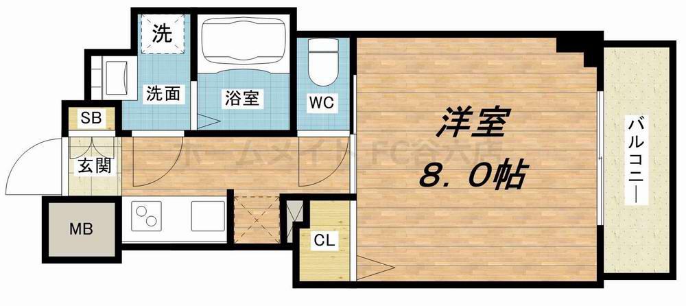 S-RESIDENCE谷町五丁目(1K/11階)の間取り写真