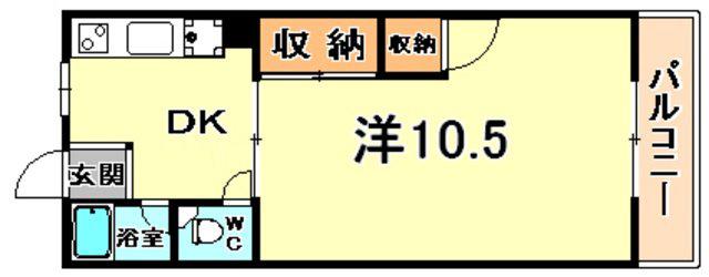 コーポ甲南(1DK/5階)の間取り写真