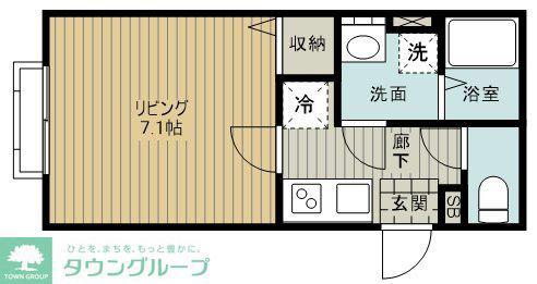 ルミエール春日部(1K/1階)の間取り写真