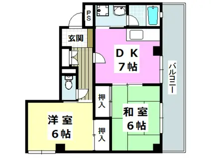 グリーン平尾(2DK/2階)の間取り写真