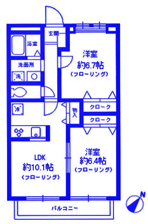 ドルチェ横濱鶴ヶ峰(2LDK/3階)の間取り写真