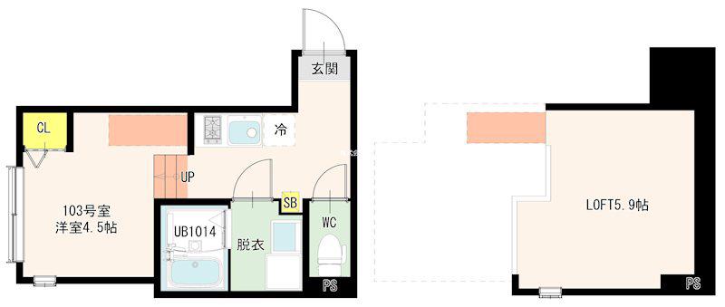 青井四丁目(1K/1階)の間取り写真