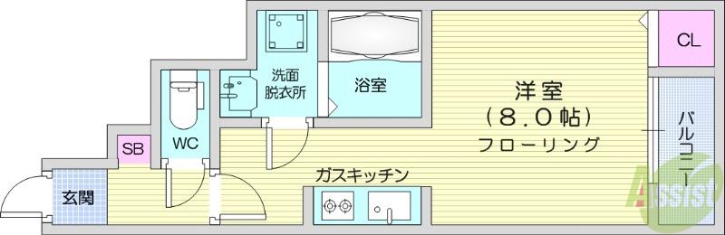 上野ハイツ(1K/1階)の間取り写真