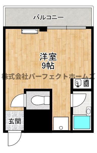 サンライズ枚方(ワンルーム/1階)の間取り写真
