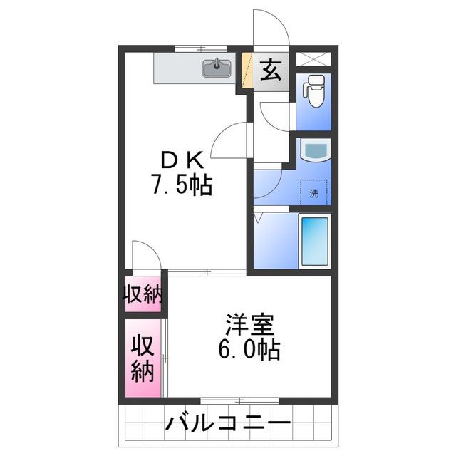 ハイツ春日(1DK/2階)の間取り写真