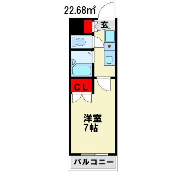 セントラルハイツ元塩(1K/6階)の間取り写真