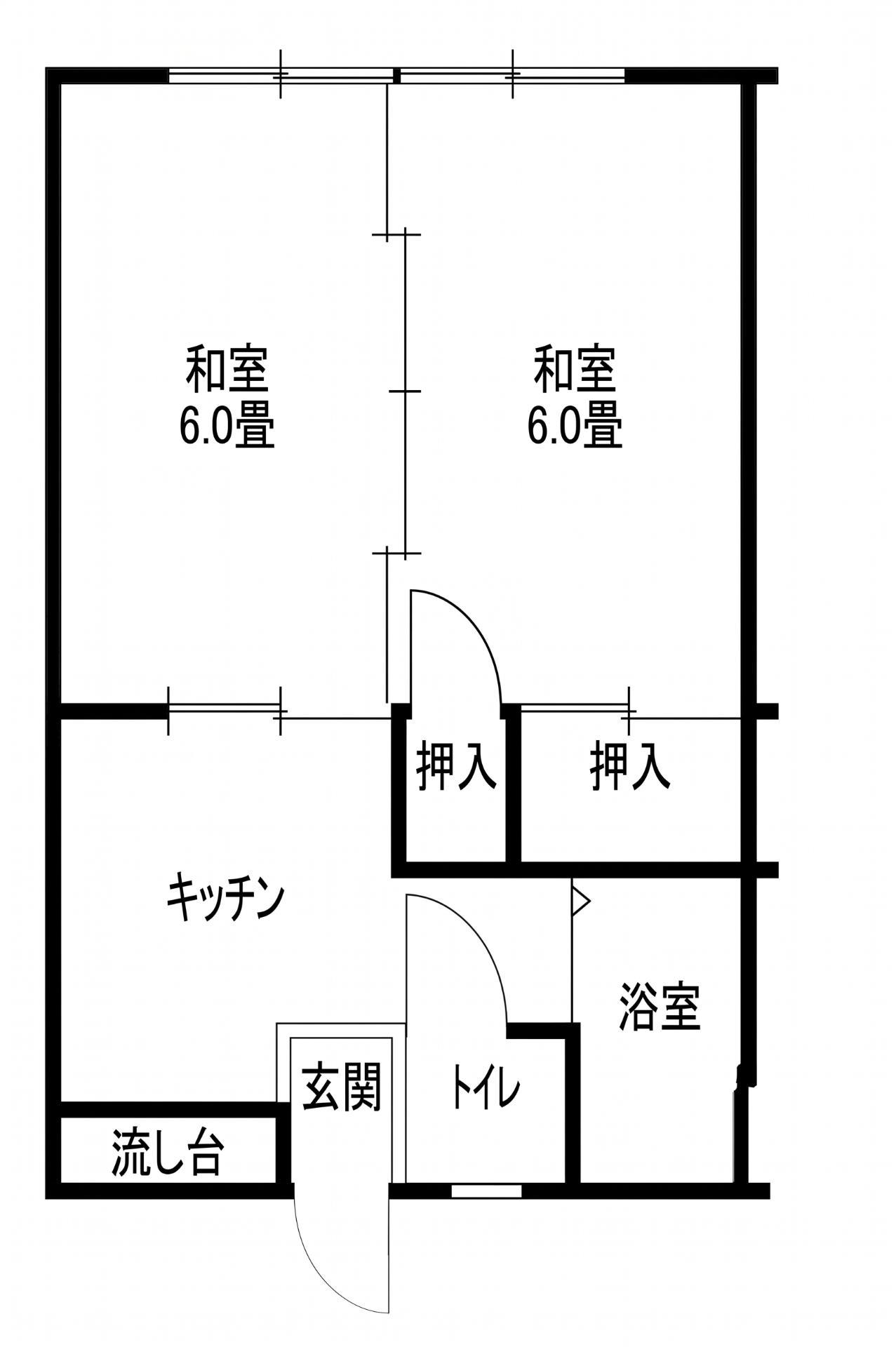 コーポ落合(2DK/1階)の間取り写真