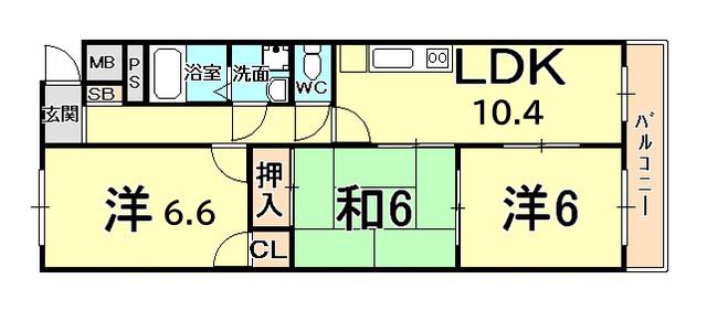 サンセイコート(3LDK/1階)の間取り写真