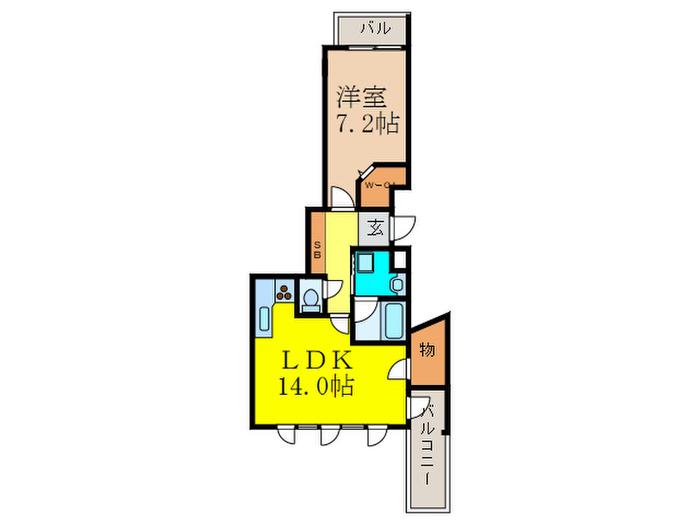 ニューシャンバラ和(1LDK/2階)の間取り写真