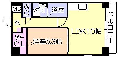 ソレイユ中央(1LDK/7階)の間取り写真