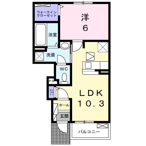 ルミナスコート四季I(1LDK/1階)の間取り写真