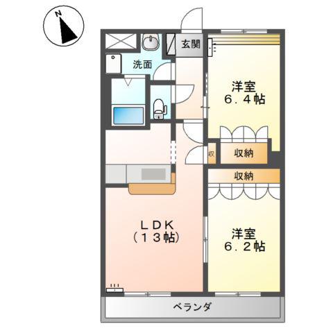 ミルキーウェイ(2LDK/1階)の間取り写真