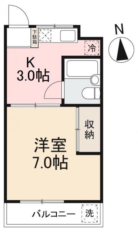 イヨクママンション(1K/3階)の間取り写真