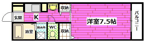 セレスト瀬の川(1K/2階)の間取り写真