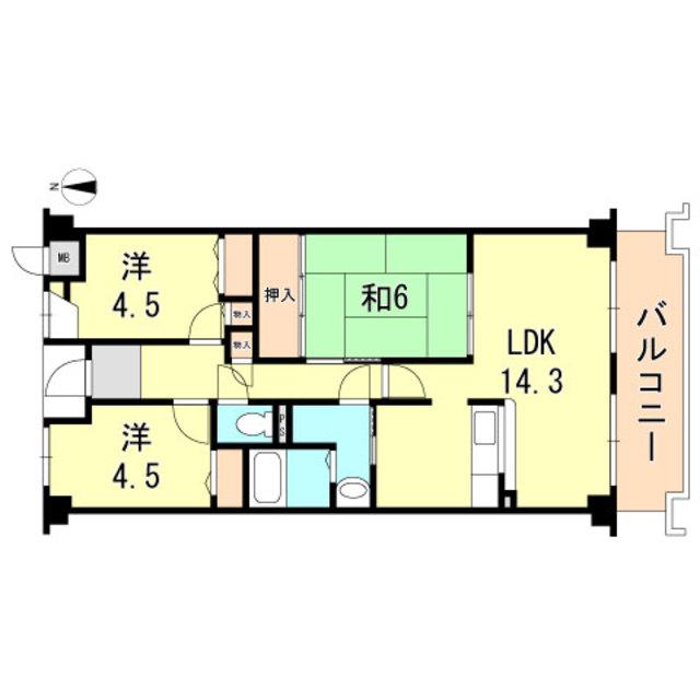 高倉山ハイツ(3LDK/3階)の間取り写真