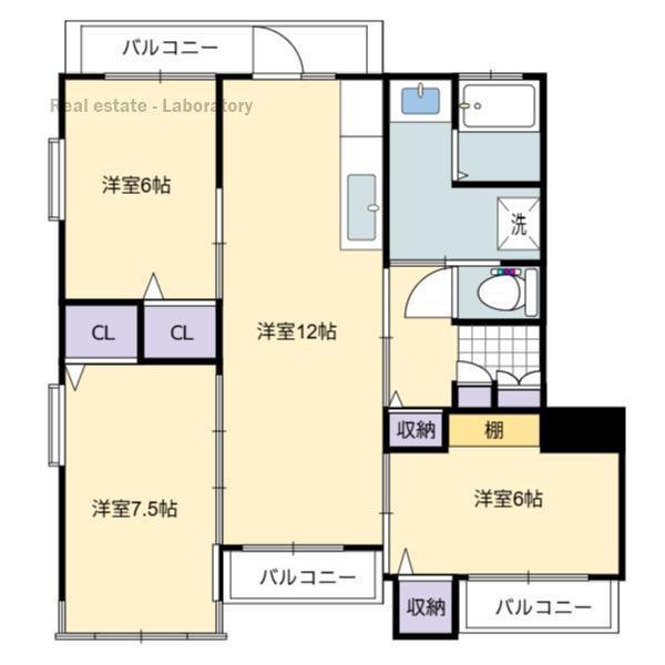 第8常盤ビル(3LDK/1階)の間取り写真