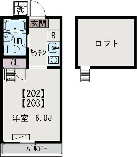 ベルメゾン志木(1K/2階)の間取り写真