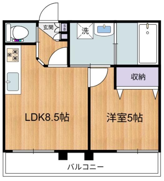 醍醐マンション(1LDK/3階)の間取り写真