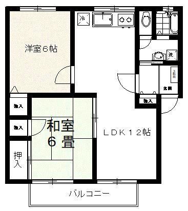 セジュールボヌール(2LDK/1階)の間取り写真