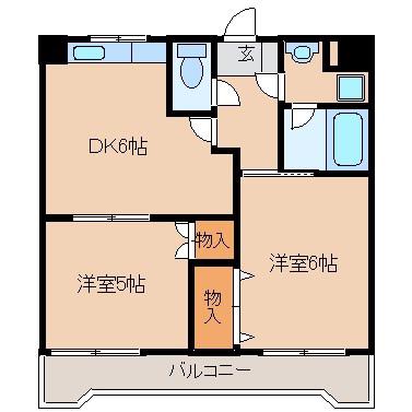 レジデンス亜依II(2DK/4階)の間取り写真