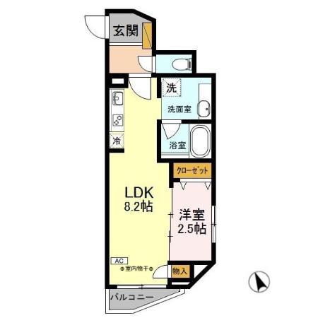 セントオハナ立川(1LDK/2階)の間取り写真