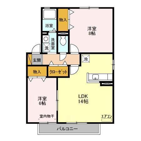 ストリームABCDE(2LDK/2階)の間取り写真