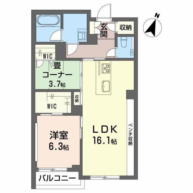 AZUR米山(2LDK/3階)の間取り写真