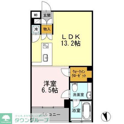 カスタリア目黒長者丸(1LDK/2階)の間取り写真