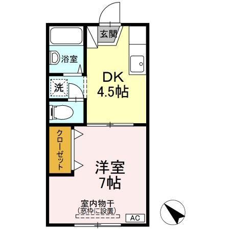 プレジール(1DK/1階)の間取り写真