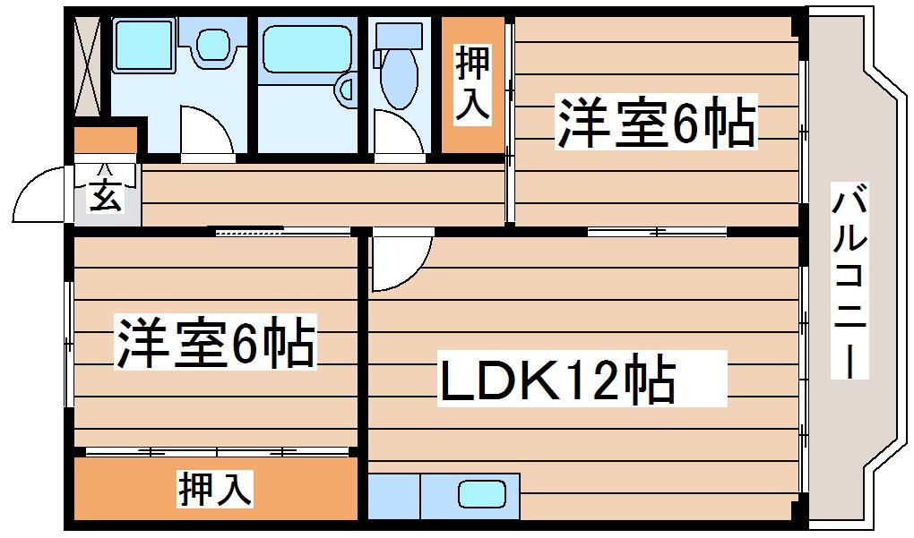 カンフォートハイツ泉(2LDK/3階)の間取り写真