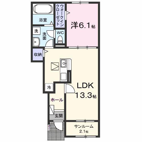 カウンシルヴェールII(1LDK/1階)の間取り写真
