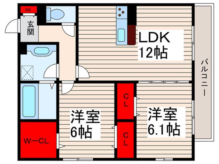 パークハウスK(2LDK/2階)の間取り写真
