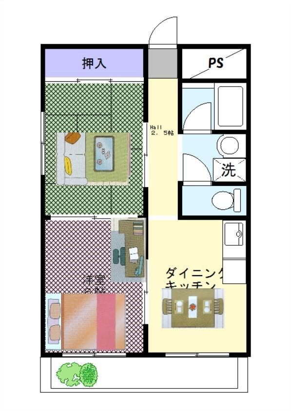 第2シャトー小川(2DK/3階)の間取り写真