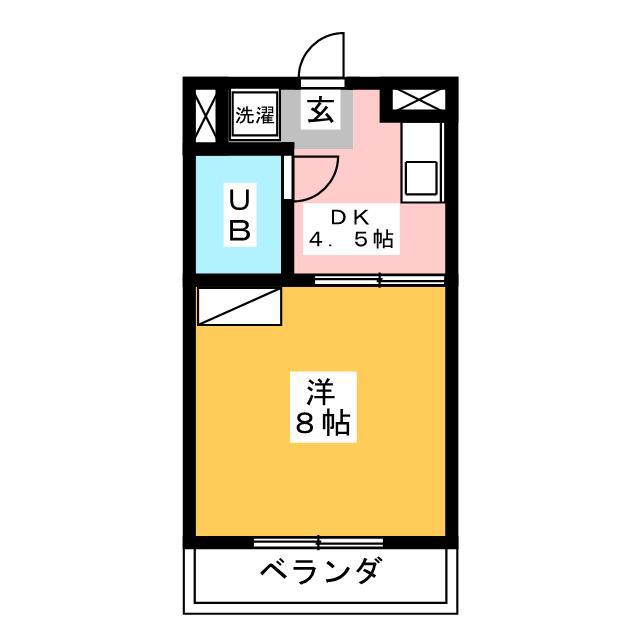 ウッデンベル(1DK/3階)の間取り写真