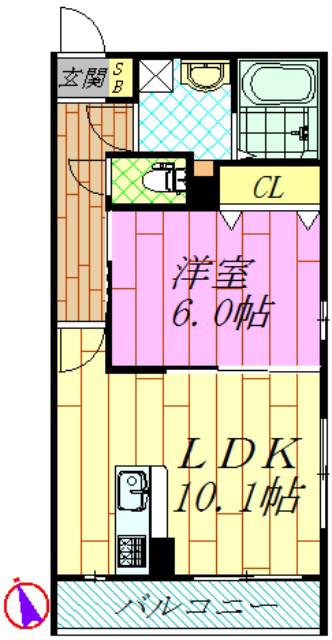 リシェス(1LDK/1階)の間取り写真